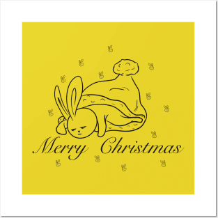 Christmas rabbit Posters and Art